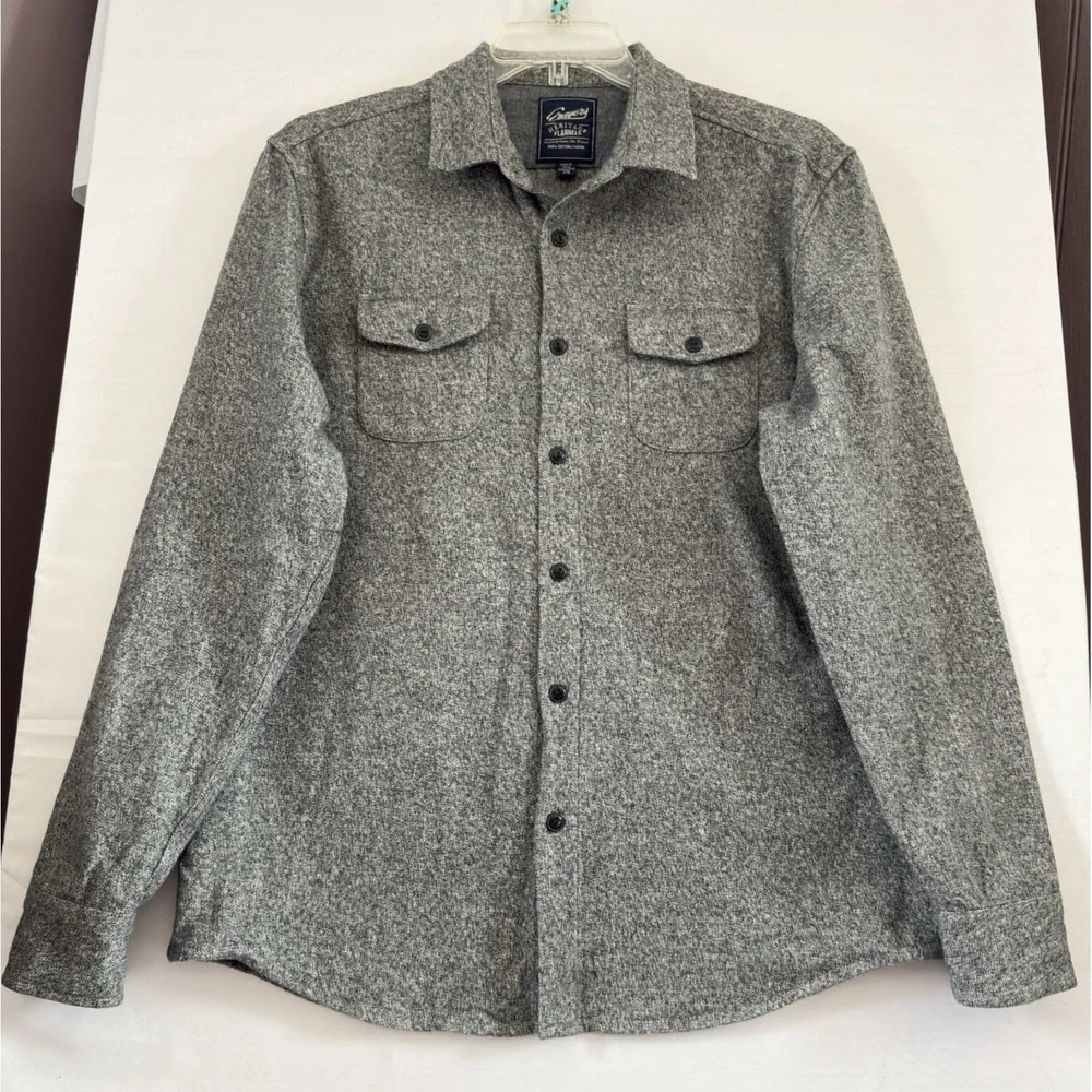 Grayers Heritage Flannels Shirt Mens Large Gray Flannel Button‎ Down Long Sleeve
